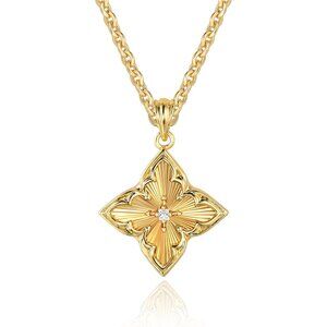 Women's Gold Fettero Gold Clover Plated Choker Charm Pendant Lucky Necklace